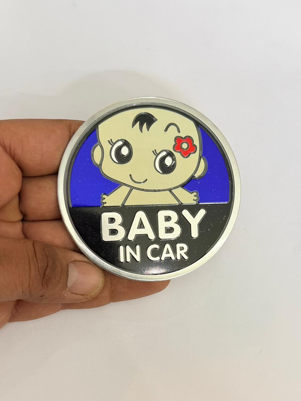 Auto MT BLUE-Slim Sticker Baby in Car Round Cartoon 3D Logo Universal Sticker, Car Flywheel