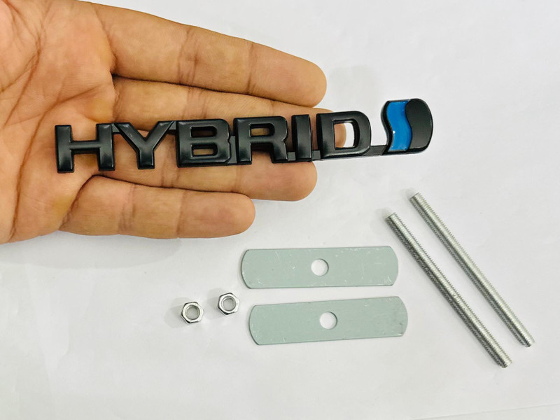 Auto MT Hybrid BLACK Metal GRILL LOGO (13cmx1.5cm) Car Bike Laptop Universal 3D Emblem Car Flywheel