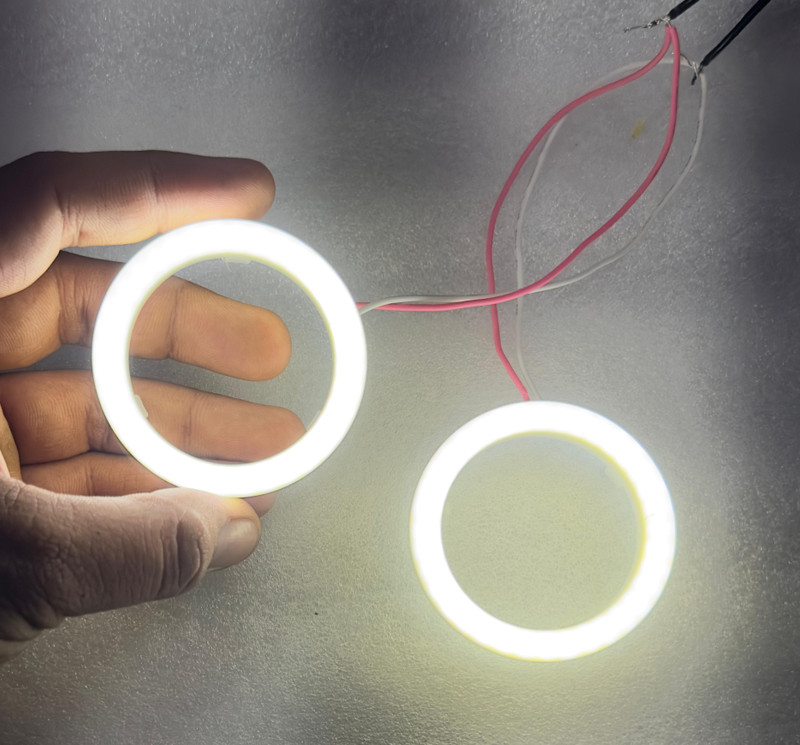 Auto MT 60MM 2PC White Cotton, COB Ring Angle Eyes For Car&Bike Universal DRL Halo Ring Car Flywheel