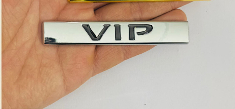 Auto MT VIP 3D-Metal STICKER (9.5cmx2cm) Car Bike Laptop VIP STICKER-CHROME Spring Leaf(Car)