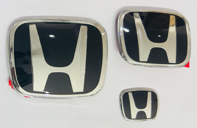 Auto MT 3pc Black Emblem 10cmx12cm Hon.da Logo ABS Emblem for Hon.da with Glossy Finish Car Flywheel