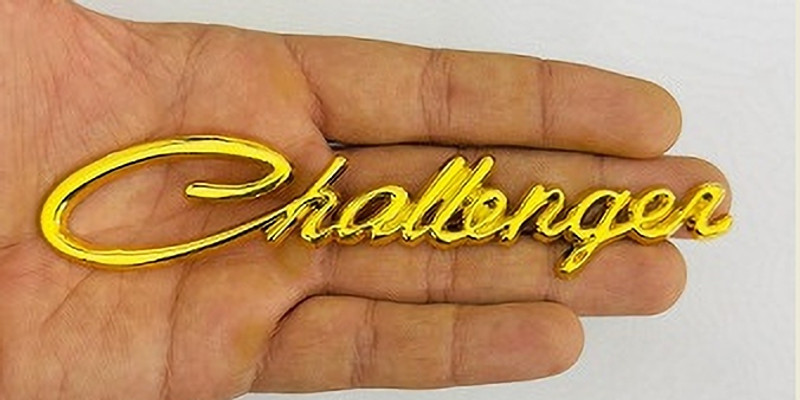 Auto MT Challenger GOLDEN Logo Metal_Sticker (15cmx3cm) Car Emblem Auto Racing Car Flywheel