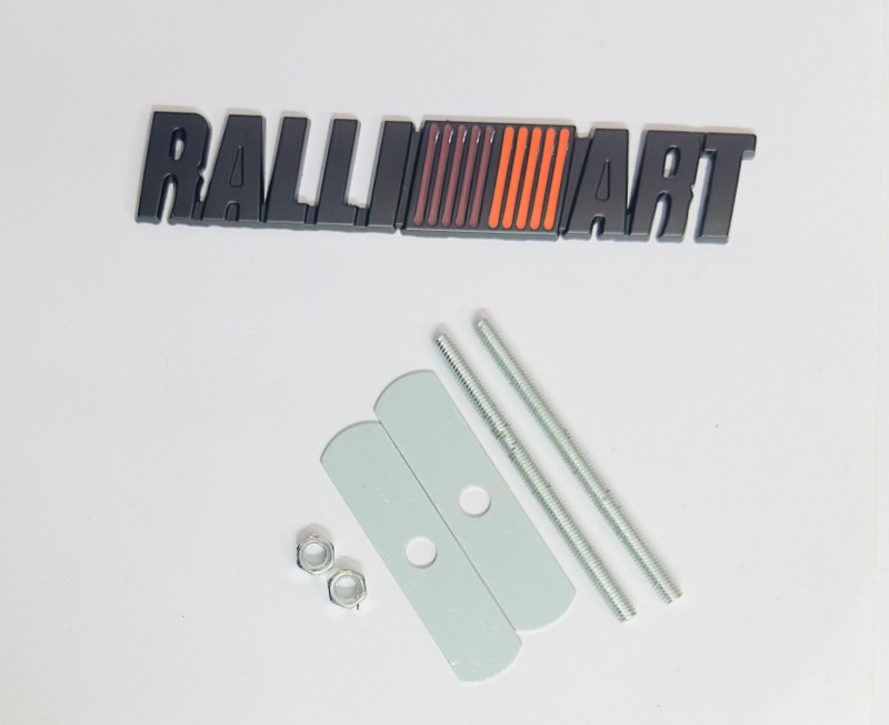 Auto MT Black Ralliart Grill Metal Sticker (12cmx2.2cm) Grill 3D Badge for all Car&Bike. Car Flywheel