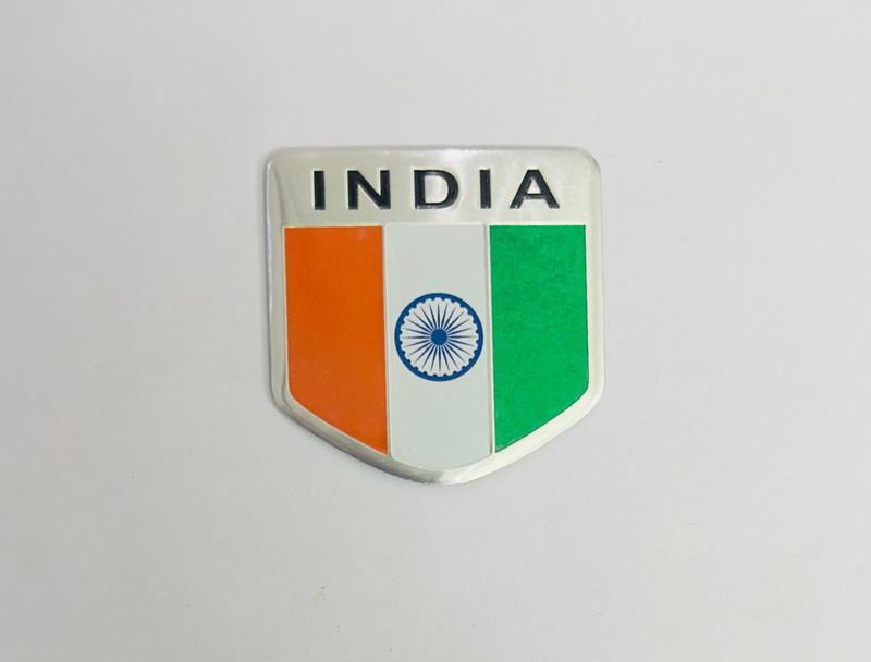 Auto MT Small Indian Flag Sticker 5cmx5cm Car Bike Laptop Metal Logo Car Emblem 3D Badge Car Flywheel