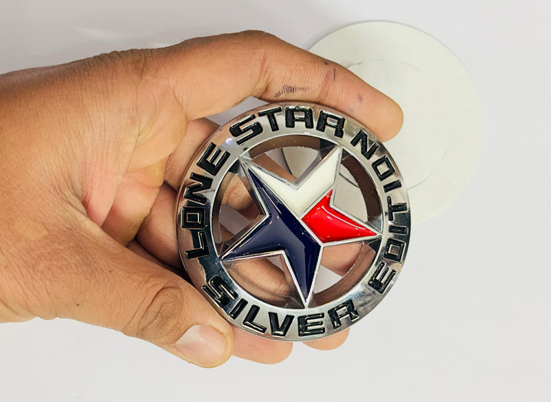 Auto MT Chrome BLACK Lone Star Edition Texas Metal Logo (7.5cmx7.5cm) 3D Emblem. Car Flywheel