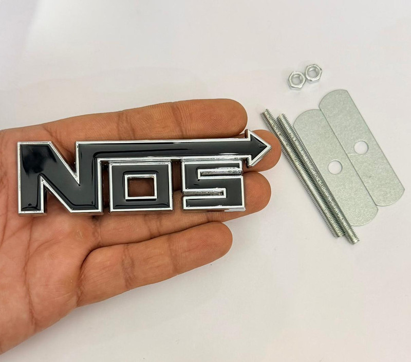 Auto MT NOS Chrome-BLACK GRILL Metal Sticker Car & Bike 10.5cmX3.2cm-Universal. Car Flywheel