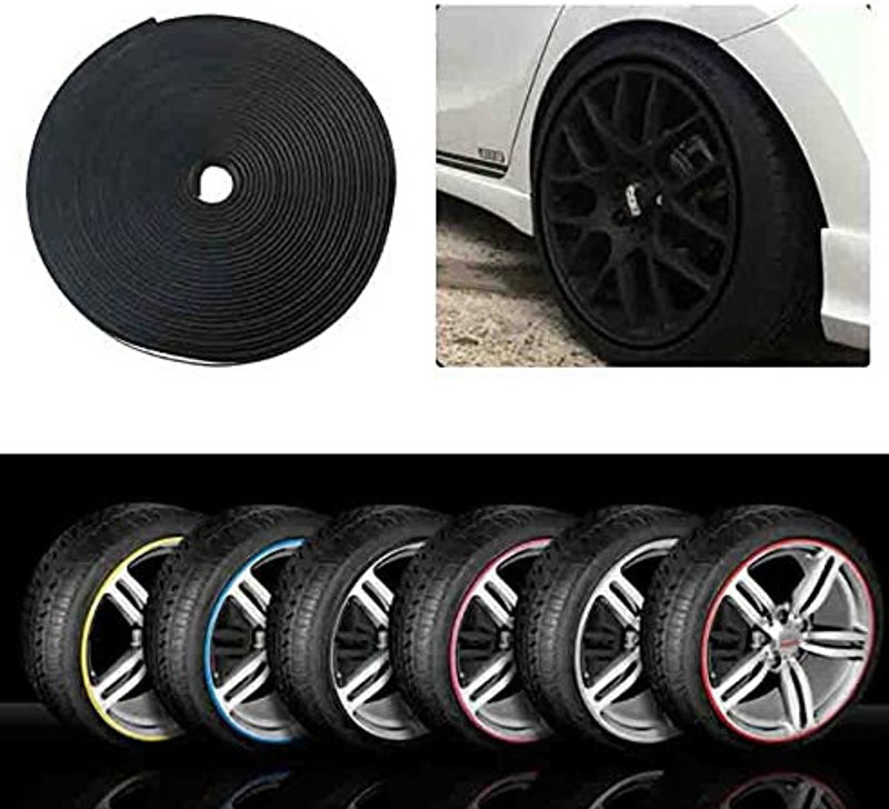 Auto MT Blk Beading Alloy Wheel Edge Protector Universal Tire Guard Rubber Sticker Strip Car Flywheel