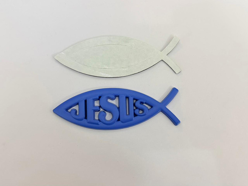 Auto MT Jesus Christian BLUE Metal Sticker (10 x 3cm) Car Emblem 3D Badge Sport Logo. Car Flywheel