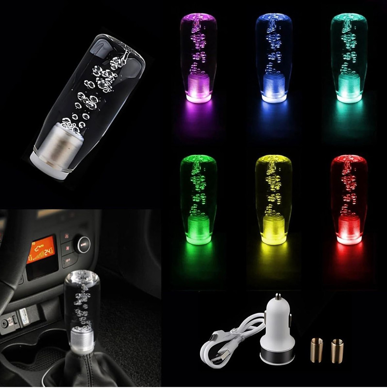 Auto MT 10cm RGB LED Universal Gear Knob Multicolor Crystal Bubble Gradient Shift Knob. Car Flywheel