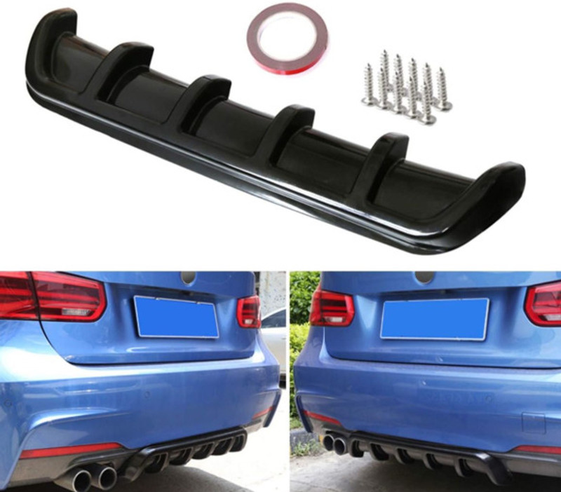 Auto MT 6 Fin Diffuser Rear Bumper Lip Universal Glossy Black ABS 6 Wing Car Spoiler Car Flywheel