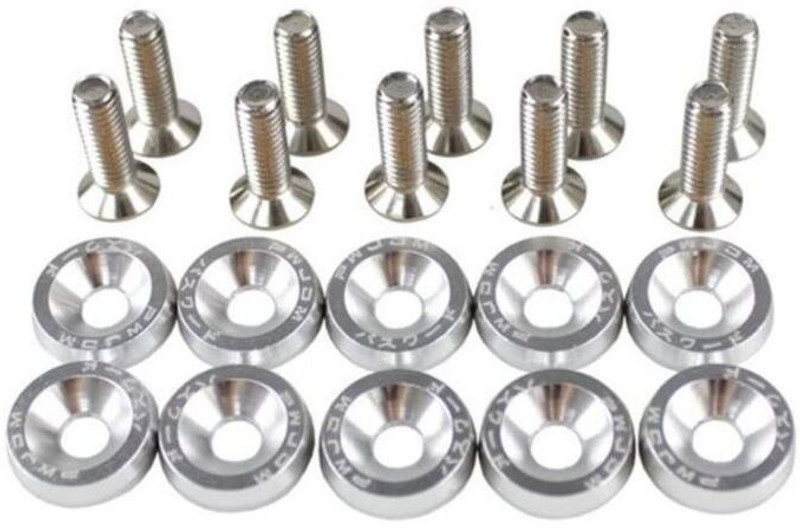 Auto MT 10pc/Set SILVER Fender Washer Engine Dress Up Kit CNC Bumper Fender Car Flywheel