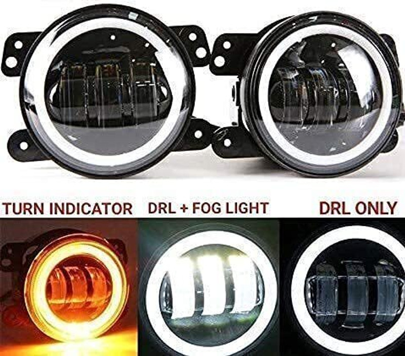 Auto MT Fog Lamp 4 Inch 60W 8000lm with Yellow Drl Ring Turn Indicator Universal Fitting Car Flywheel