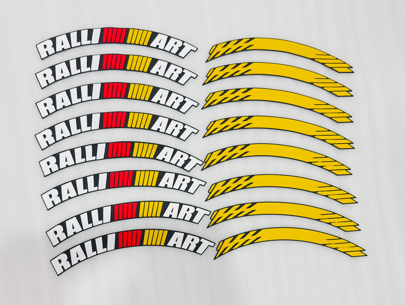Auto MT Ralliart Car Tyre Stickers Permanent Rubber for 4 Tyre Universal Tire-Stickers Car Flywheel