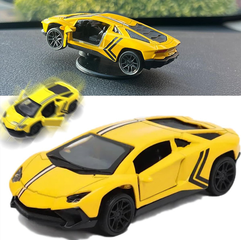 Auto MT Yellow Mini Drifting Car Model with Self Adhesive Base Alloy Initial Dashboard. Car Flywheel