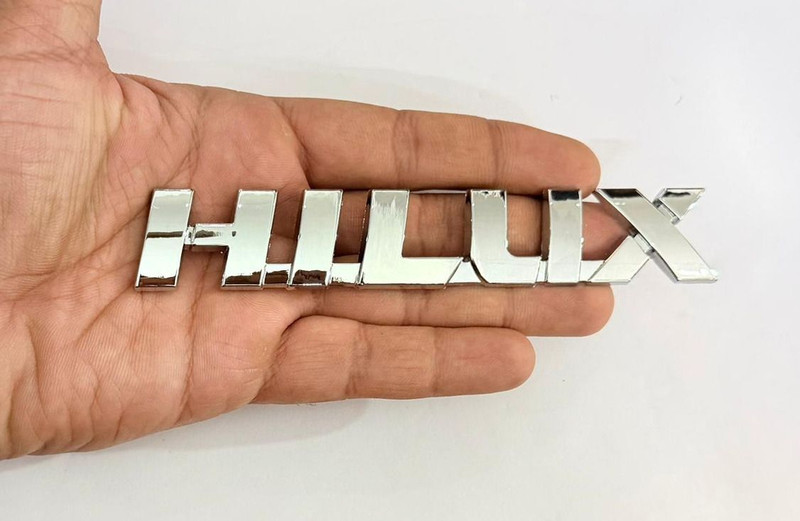 Auto MT Chrome HILUX SMALL Sport Logo Emblem 3D Metal Sticker 14.7cmx2.7cm Universal Car Flywheel