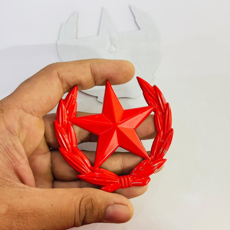 Auto MT Red Star Cut Sticker 8cmX8cm 3D Emblem Decor Item Logo Universal Car Flywheel