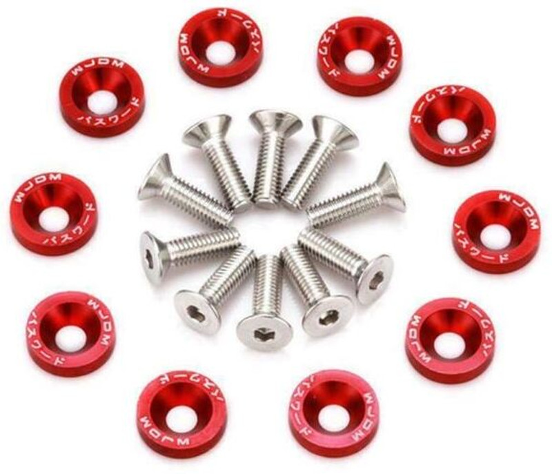 Auto MT 10pc RED Aluminum,Fender, Washer Engine Dress Up Kit Fender Washers Car Flywheel