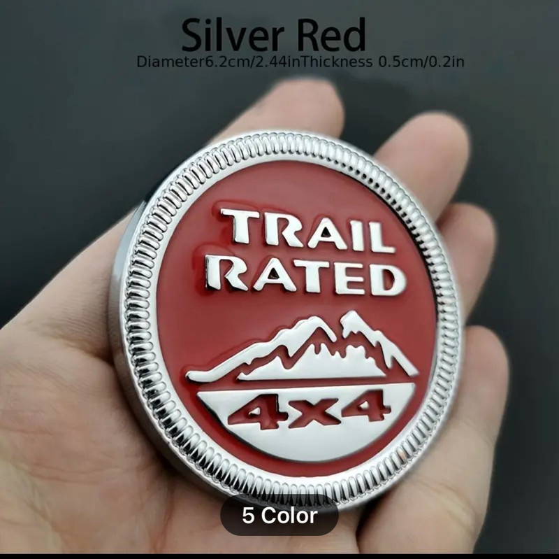 Auto MT SILVER - RED TRAIL RATED 4x4 LOGO 6 x 6 cm CAR BIKE METAL SPORT (STICKER) Car Flywheel