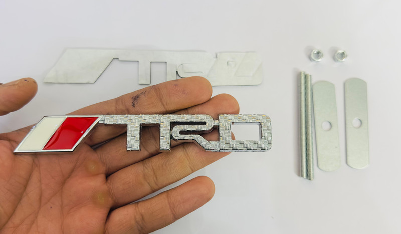 Auto MT TRD Long Grill Silver Textured Sticker (14cmx2cm) Badge for Car&Bike 3D Sticker. Car Flywheel