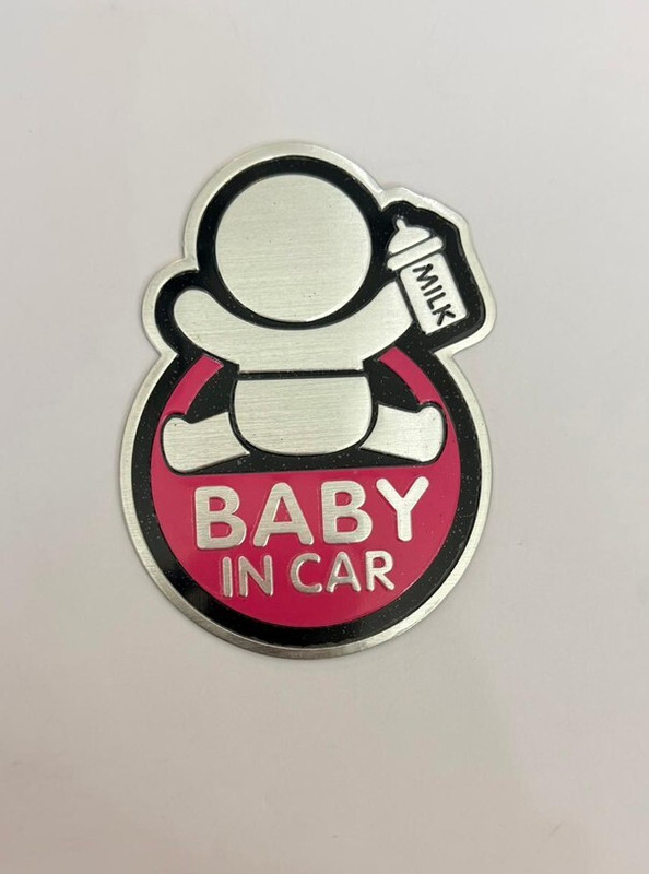 Auto MT Baby in Car Milk 3D,Sticker Decortion Stylish Cartoon Logo,PINK Car Flywheel