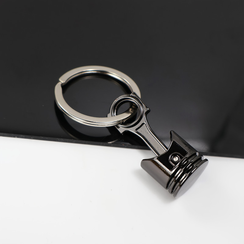Auto MT Piston Car Black Metal Keychain Car Keychain Piston Style Key Ring Pendant Ring. Car Flywheel