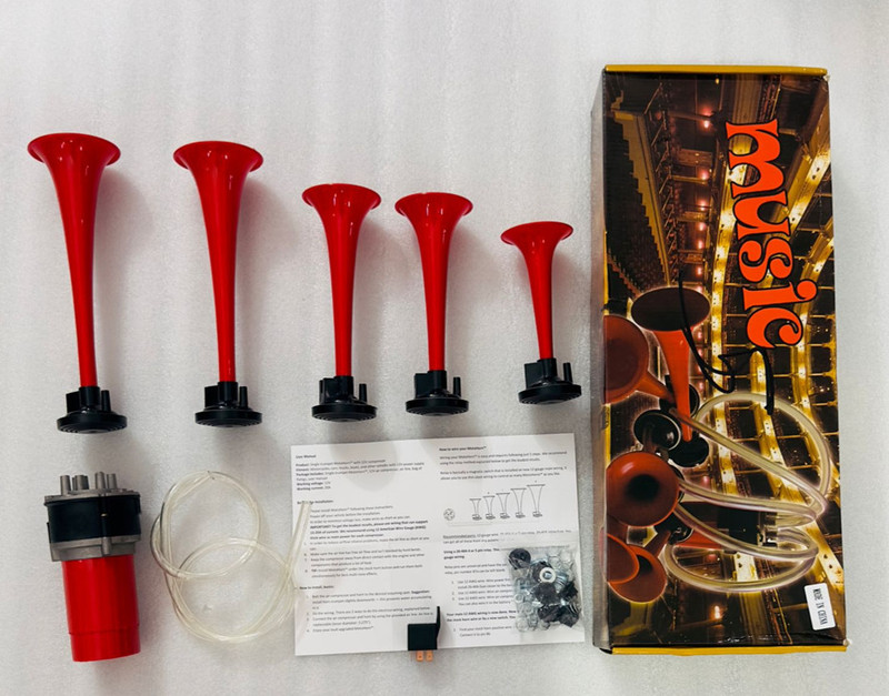 Auto MT 5Pipe Horn 5 Trumpet Air Horns 12V 5 pipe Air Pressure loud horn sound. Car Flywheel