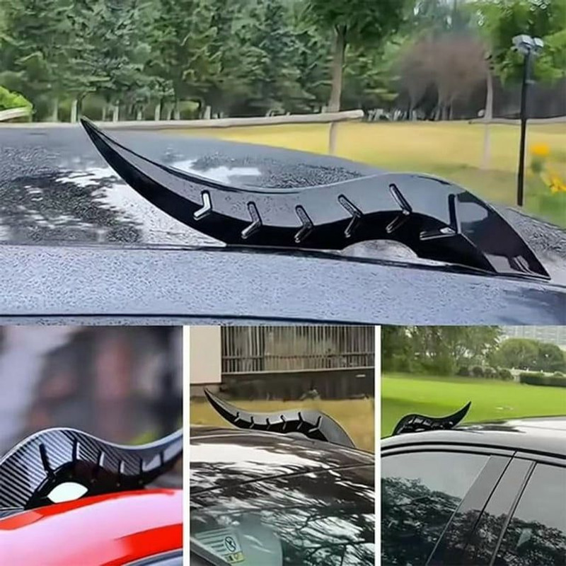 Auto MT Dragon Bull Horn Black Car Roof Modification Car Universal Roof Decoration 2PC, Car Flywheel