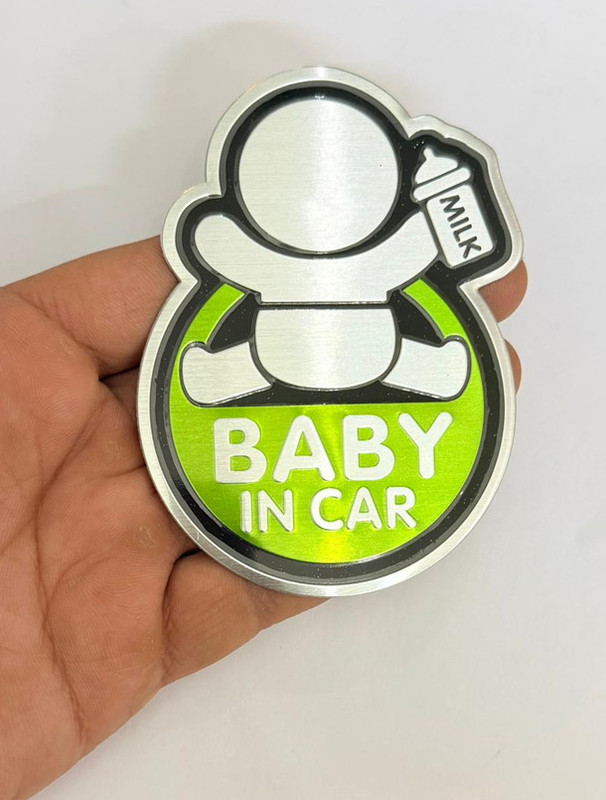 Auto MT Green baby in car round Sticker 10cmx7.3cm Attractive Sport logo Universal Car Flywheel