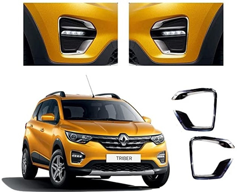 AutoBlinq Premium OEM Type Fog Cover Chrome Garnish Trim Exterior Moldn for Renault Triber Glossy, Chrome Renault Triber RXZ, Triber RXT, Triber RXL, Triber RXE Front Garnish
