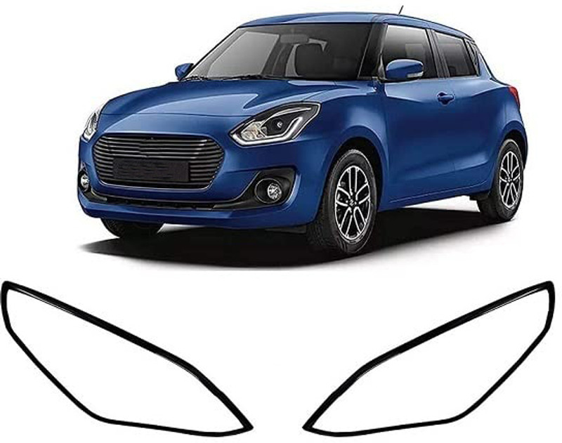 Bubu Car Black Plated chrome Headlight cover for Maruti Swift 2018 Onward Chrome Maruti Swift Front Garnish