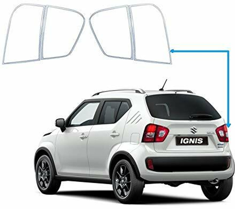 Bubu Car silver Plated chrome Tail light cover for Maruti Ignis all model Chrome Maruti Ignis 1.3 Alpha, Ignis 1.3 Delta Rear Garnish