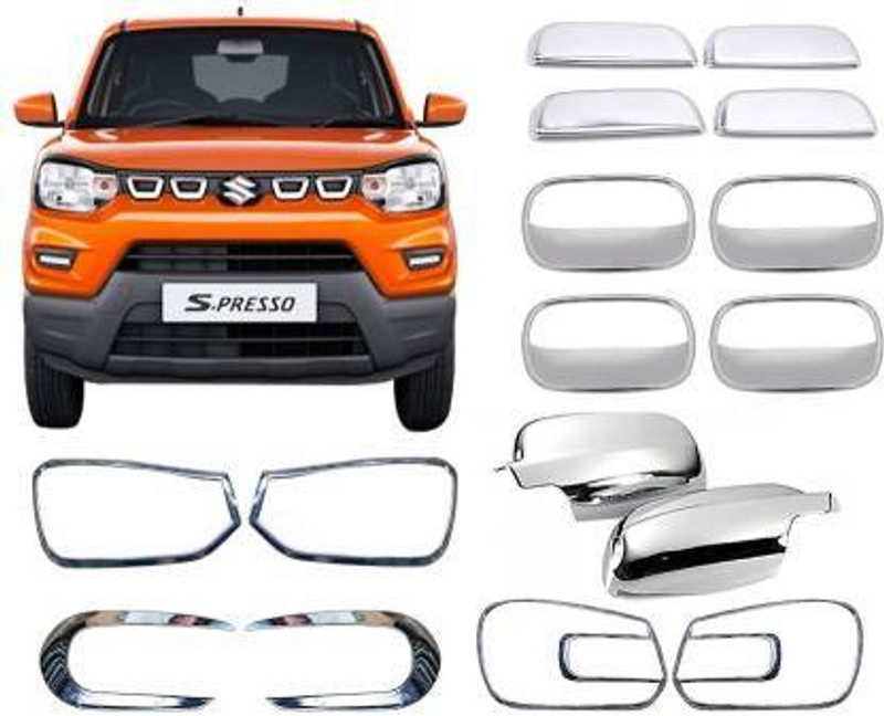 ZULUSTYL Exterior Chrome Accessories Combo Kit For S-Presso Chrome Maruti S-Presso Lxi Front Garnish