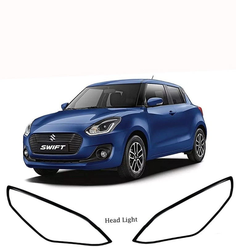 autoxin Head Light Black Glossy Cover Border Garnish for Swift 2018 Model Onwards Glossy Maruti New Swift Front Garnish