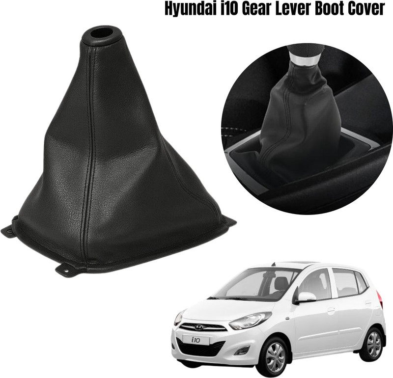SRPHERE A1 Gear Shift Lever Cover Boot Pu Leather Compatible/Replacement for Hyundai i10 Car Gear Lever(Black)