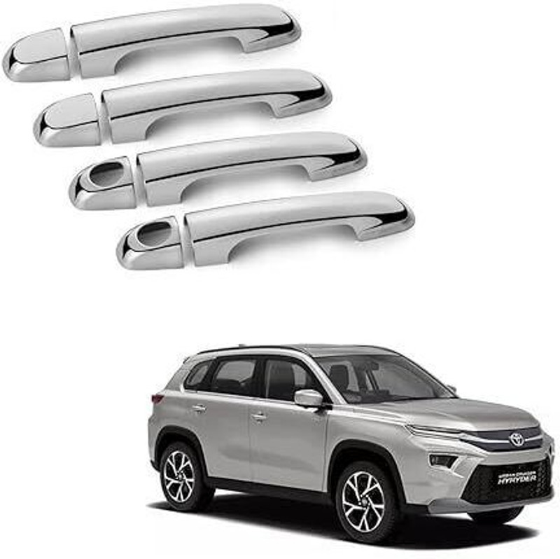 Uneestore Chrome Door Handle COVER for Toyota Urban Cruiser HYRYDER Car Grab Handle Cover
