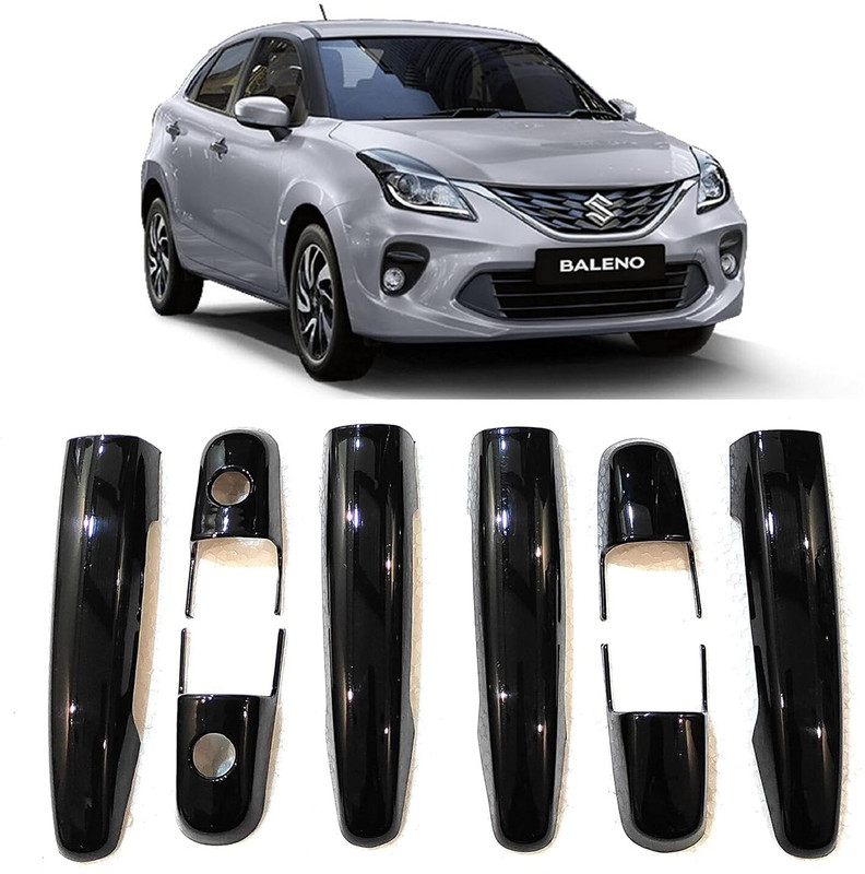 Lamkoti Car Black door handle cover for Bale-no Car Grab Handle Cover