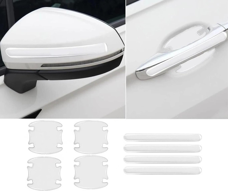 TASAZE 8pc Car Door Scratch Protection Sticker Finger Guard (PU) transparent Car Grab handle