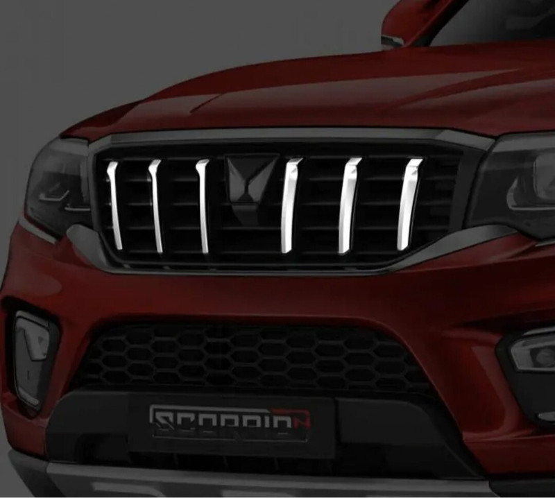 autoxin New Scorpio N 2022 OEM Type Chrome Front Grill Trim Garnish Ring (Set of 6 Pcs) Mahindra New Scorpio N 2022 Front Grill Garnish Trim Element Car Grill Cover(Plastic MAHINDRA New Scorpio)