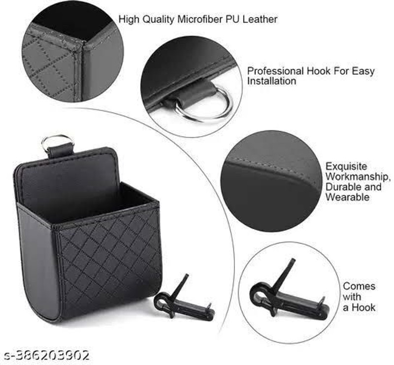 LAVITRA Car Air Vent Storage Bag Phone Drivers Pocket Sunglass Storage Pouch with Hook Car Single Pocket(1 L)