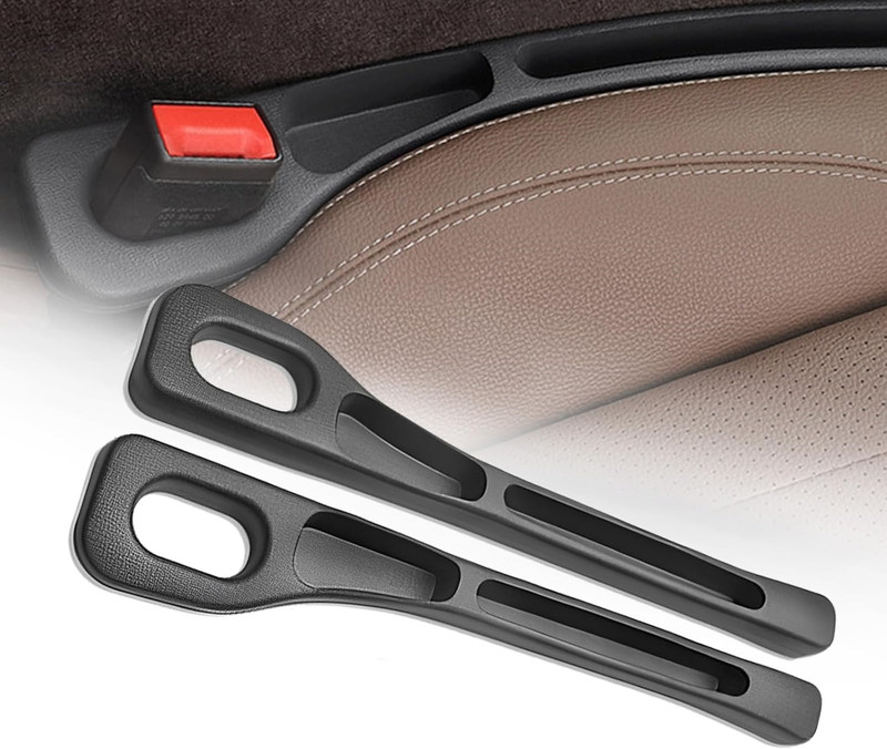 Clefairy 2Pcs Car Seat Gap Filler and Car Seat Hooks Set, Car Seat Organiser Car Side Seat Catcher(1 L)