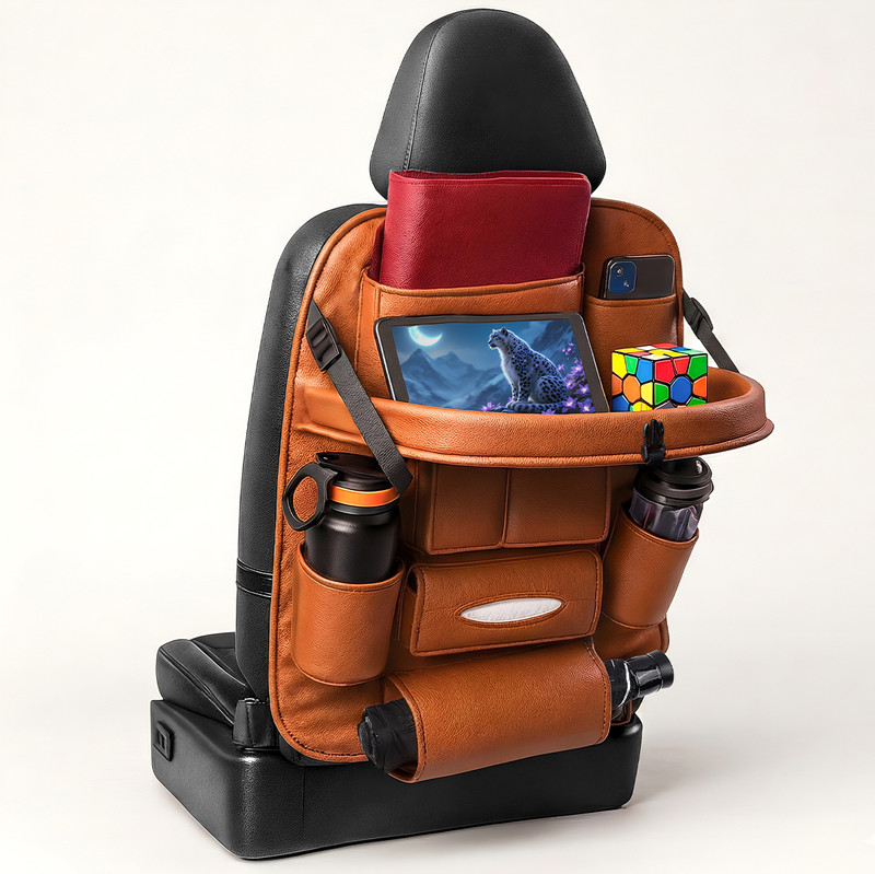 HOMESO PU Leather Hanging Car Seat Organizer for universal Cars & Travel Use Car Multi Pocket(7.4 L)