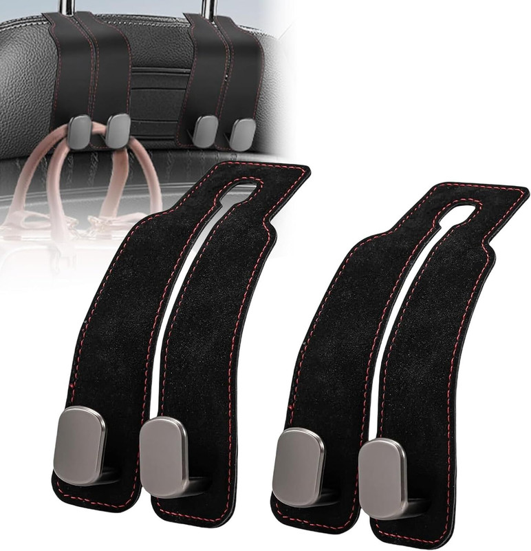 Deoxys Car Seat Backrest Purse Hooks, Leather Car Headrest Hanger Car Side Seat Catcher(10 L)