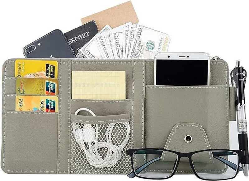 Zubat Car Sun Visor Organizer Sunglas Pen Card Document etc Multi Pocket Storag Holder Car Storage Bag(1 L)