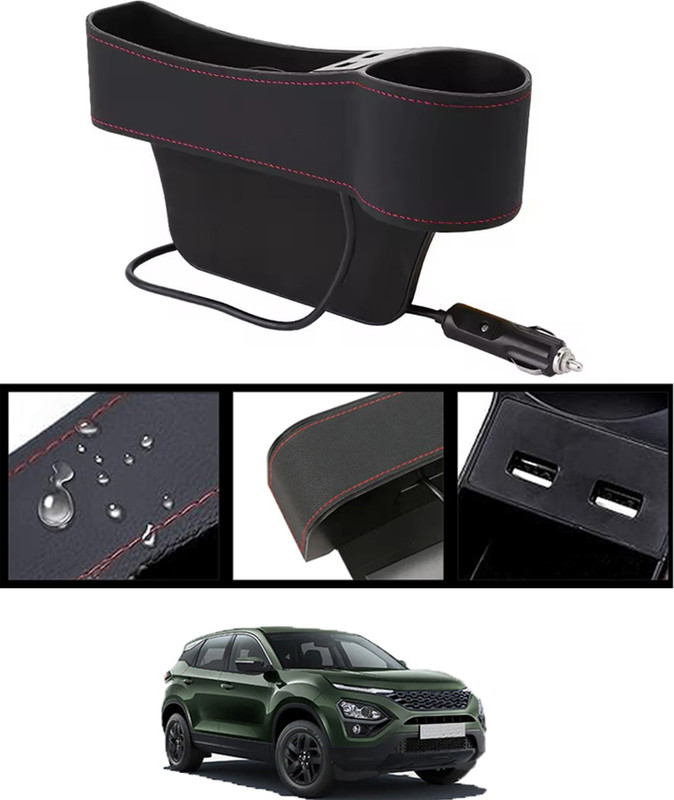 AYW Black Seat Gap Organizer Front Seat With USB Ports,Cup,Phone,Key,Coin Holder 109 Car Side Seat Catcher(0 L)