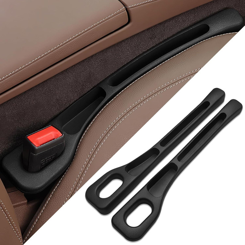MAHETGOODS Premium PU Leather Car Seat Gap Filler Organizer (2 Piece Set) Car Side Seat Catcher(0 L)