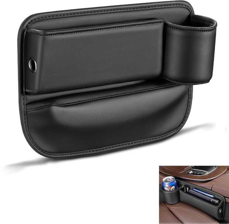 MANTAVYA Car Seat Gap Box, with Bottle Holder Multipurpose Car Interior Storage Organizer Car Side Seat Catcher(0 L)