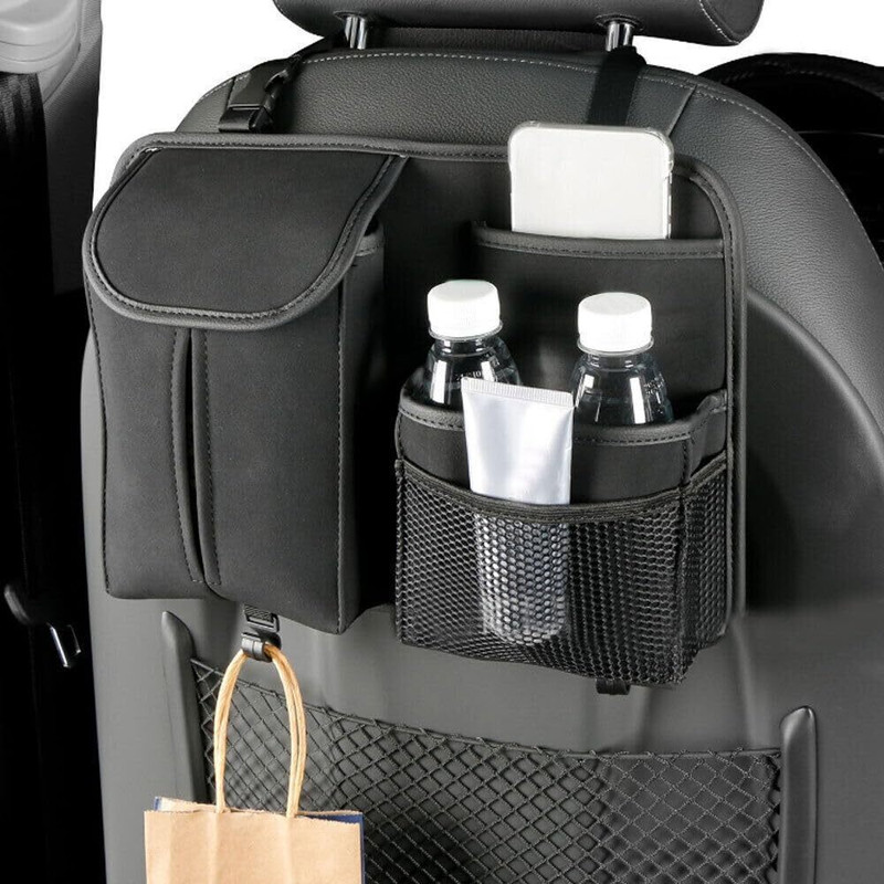 Arhat Car Seat Back Organizers with Tissue Box and 2 Hooks Car Multi Pocket(4 L)