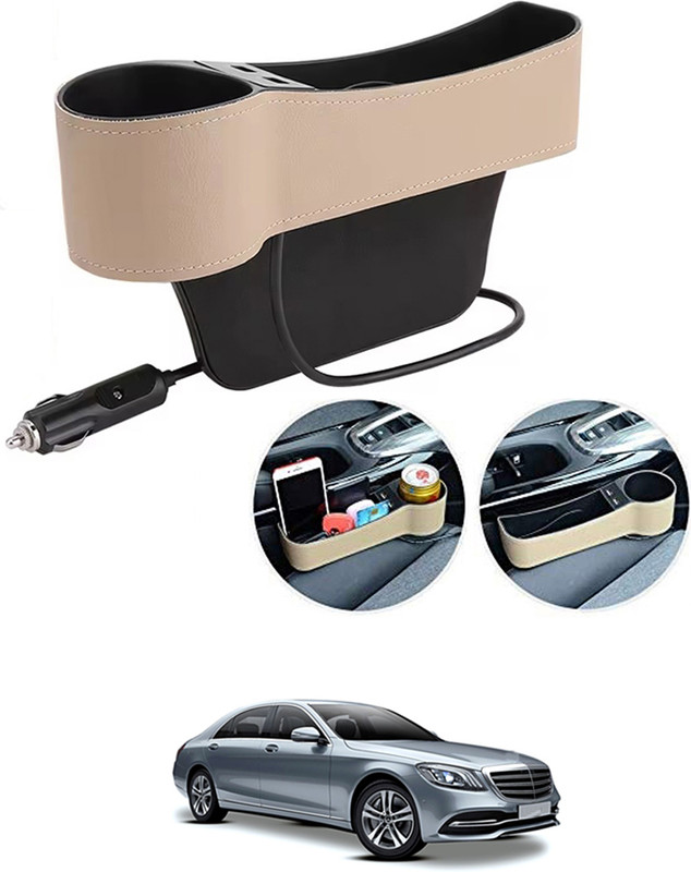 MATIES Beige Seat Hanging Orgainzer With USB Port For Car-230 Car Side Seat Catcher(0 L)