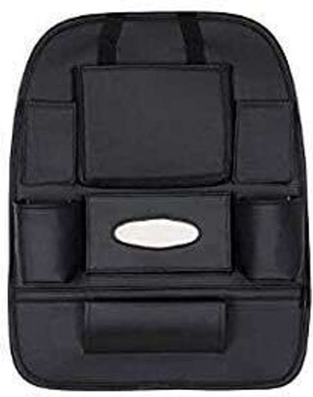 Trikuta Back Seat Organizer | PU Leather, 2 Bottle Holders (Black) Car Side Seat Catcher(15 L)