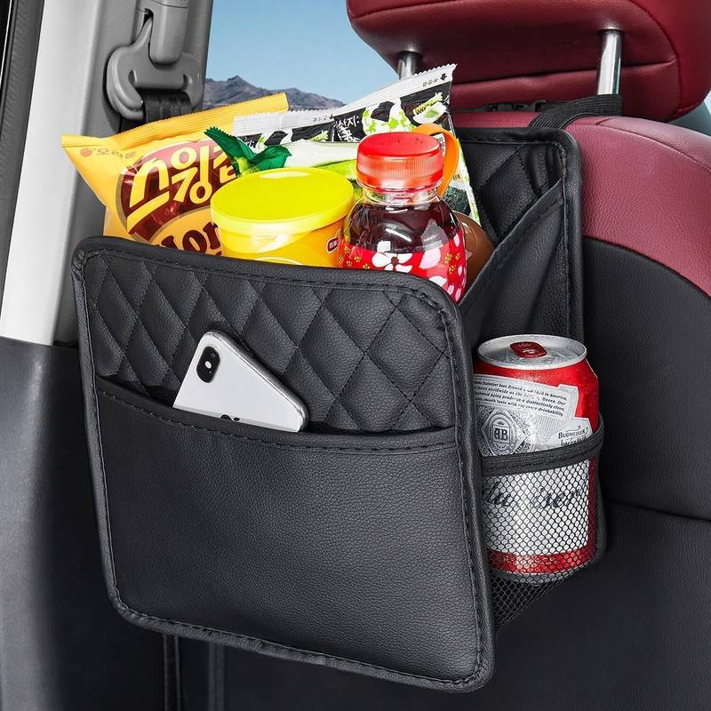 WOLBLIX Car Back Seat Organizer and Hanging Storage Bag, Premium Leather, 25.5 cm Trunk Organizer(Black)